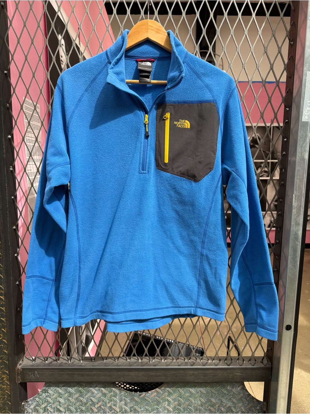 The North Face Blue Lightweight Fleece Pullover with Black Chest Pocket